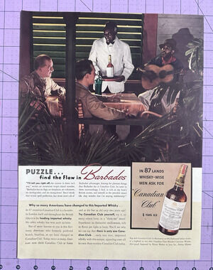 Vintage 1939 Canadian Club Whiskey Find Flaw in Barbados Print Ad